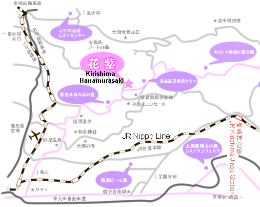 Map to Kirishima Hanamurasaki
