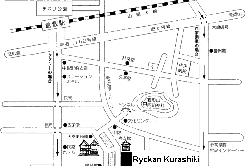 Map to Ryokan Kurashiki
