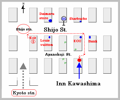 Map to Kawashima Ryokan
