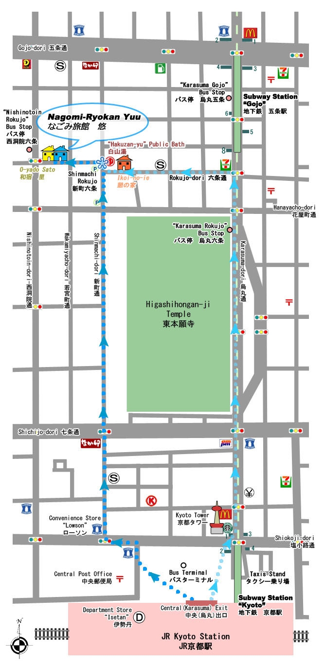 Map to Nagomi Ryokan Yuu