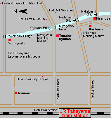 Ryokan Location Map of Takayama