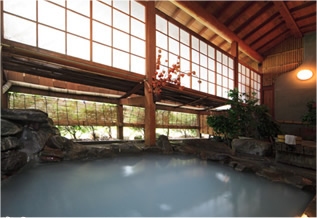 Shared Indoor Hot Spring Bath at Kawaishi Ryokan in Nagano