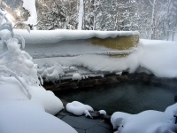 Outdoor Hot Spring Bath  in Winter at Nakanoyu Onsen Ryokan