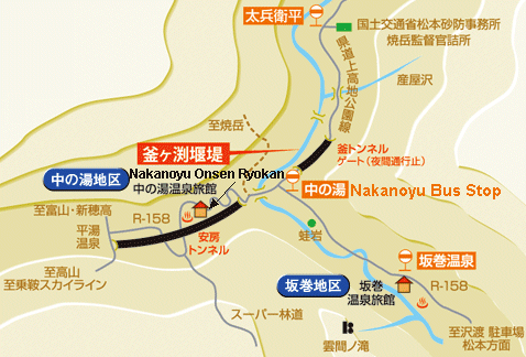 Map to Nakanoyu Onsen Ryokan