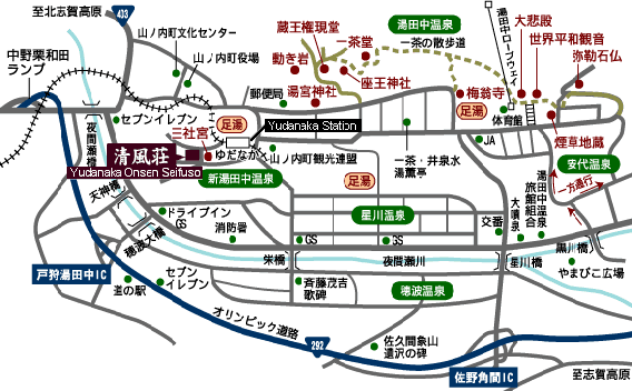 Map to Yudanaka Onsen Seifuso