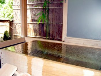 Private Hot Spring Bath in 'Uji' House at Kona Besso