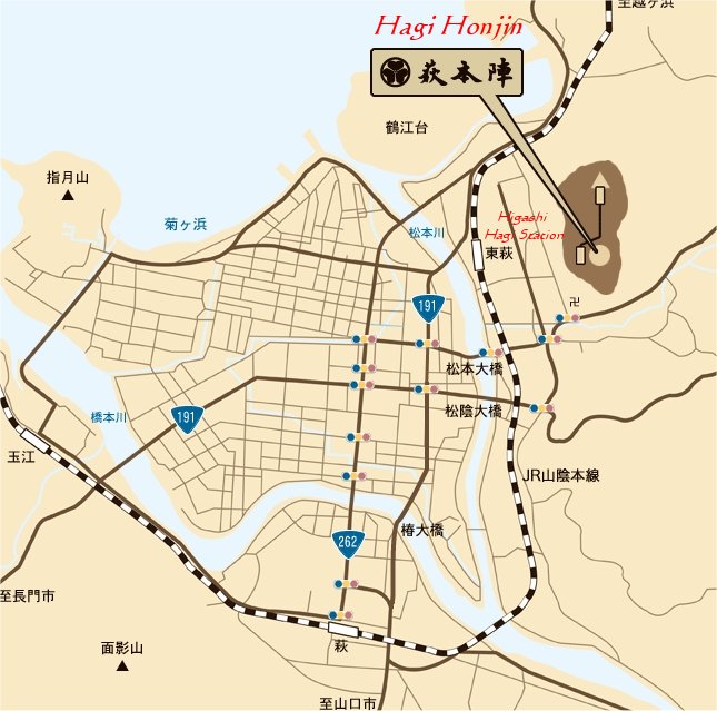 Map of Hagi Honjin
