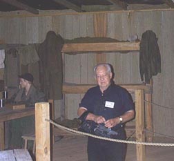 Aaron Kuptsow in the POW exhibit at the 8th Air Force Heritage Museum