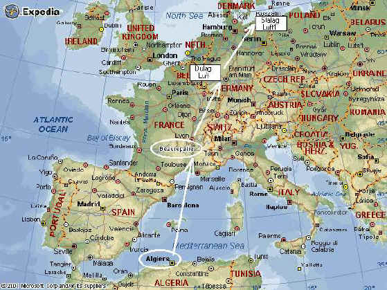 Expedia map of route to POW camp