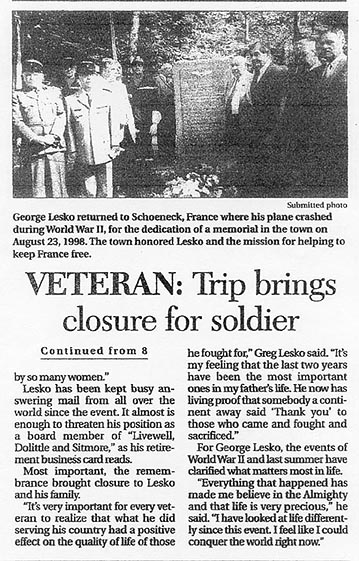 newspaper article brings closure 