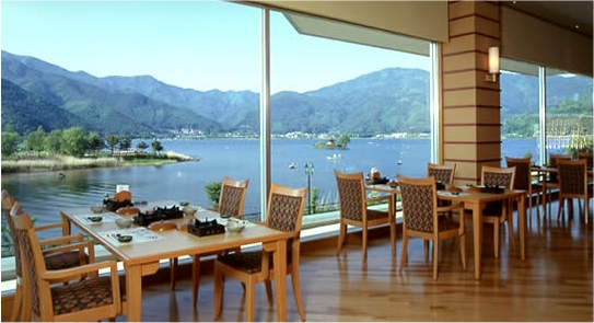 View from resturant at Lake Land Hotel Mizunosato
