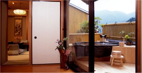 Room with private outdoor hot spring bath 