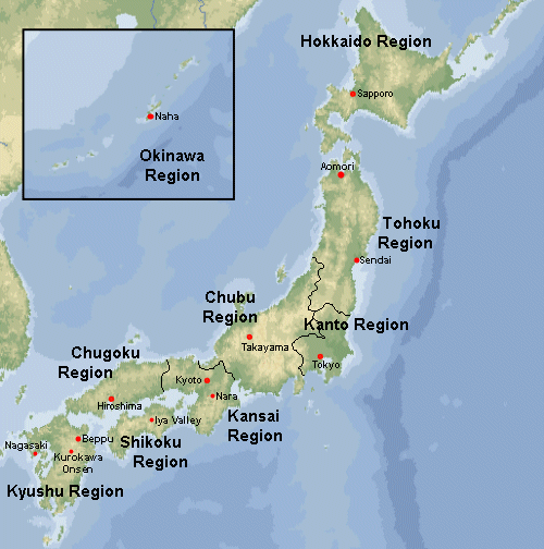 Japanese Inn Map of Japan